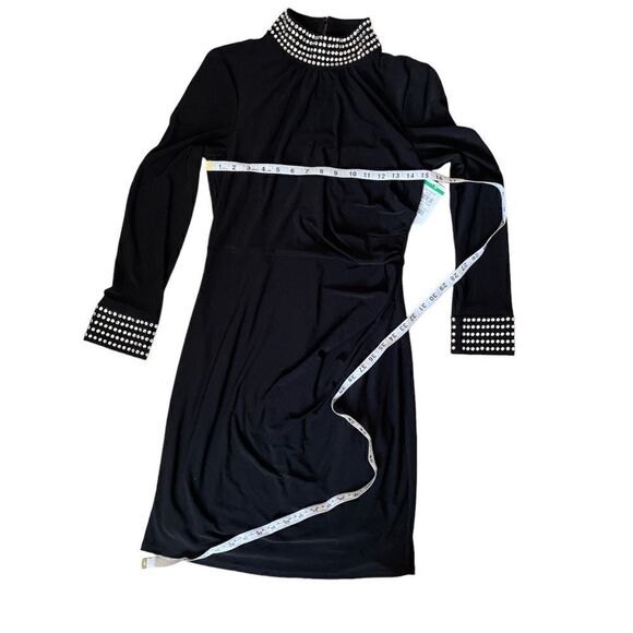 Eliza J Bead Detail Long Sleeve Sheath Dress In Black size 10 NWOT - Picture 12 of 13